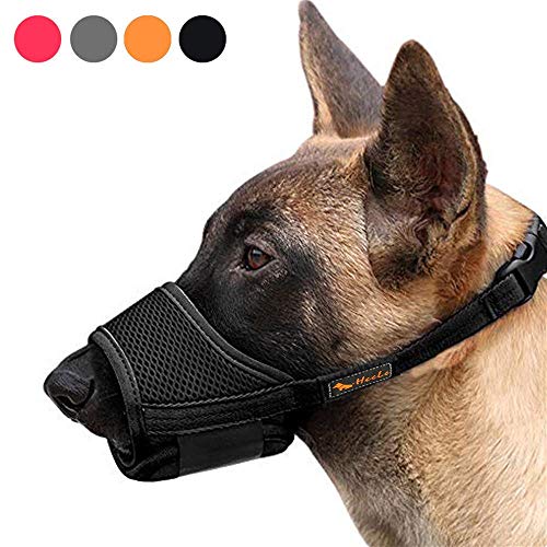 HEELE Nylon-Maulkorb Für Hunde, Verstellbare Schlaufe, Atmungsaktiv, Sicherer, Schneller Sitz Für Kleine, Mittelgroße Hunde, Verhindert Das Beißen, Kauen Und Bellen (XL, schwarz)