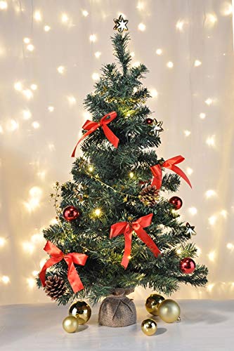 HI Künstlicher Weihnachtsbaum 75 cm Tannenbaum Christbaum Dekobaum beleuchtet und dekoriert