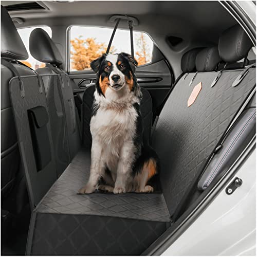 Rudelkönig Hundedecke für Auto Rückbank - Wasserabweisende Autoschondecke für Hunde mit Seitenschutz und Sichtfenster - Pflegeleichte Universal Autodecke für den Rücksitz