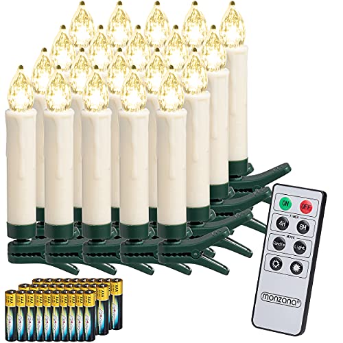 Deuba LED Weihnachtsbaumkerzen Warmweiß 20er mit Batterie Kabellos Timer Dimmbar Fernbedienung Weihnachtsbaum Kerzen Christbaumkerzen Tannenbaumkerzen