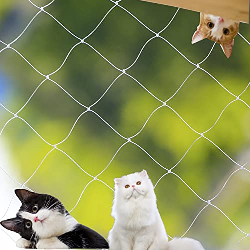 Parain Katzennetz für Balkon Fenster Drahtverstärkt Katzenschutznetz Robustes Schutznetz, Weiß, 4 * 3m
