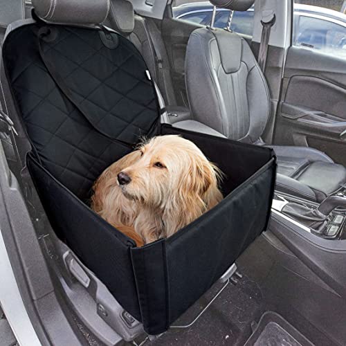Hunde Autositz für Rücksitz und Vordersitz für kleine und mittelgroße Hunde mit Sicherheitsgurt, schnell verstaubar, wasserfestes Material, Hundesitz im Auto, Hundebox Auto Rückbank