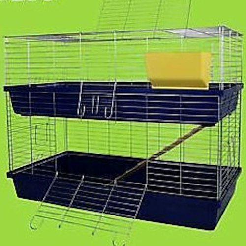 Heimtiercenter XXL 1,20 m doppel Hasenkäfig Meerschweinchenkäfig grün/grau/blau