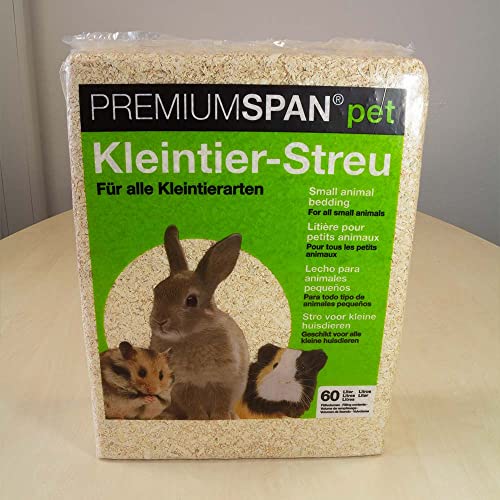 PREMIUMSPAN pet Kleintier-Streu Hobelspäne, 60l – 3.5 kg