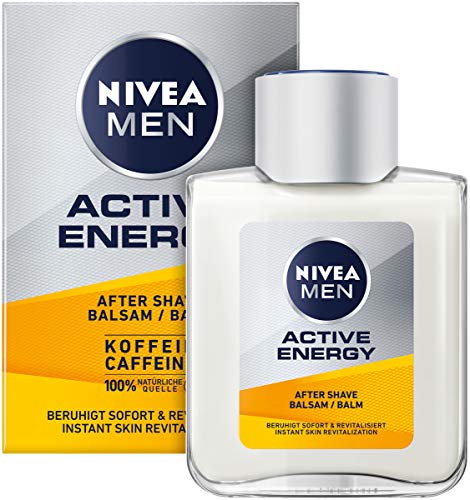 NIVEA MEN Active Energy After Shave Balsam (100 ml), revitalisierendes After Shave, Hautpflege nach der Rasur mit Koffein aus 100% natürlicher Quelle