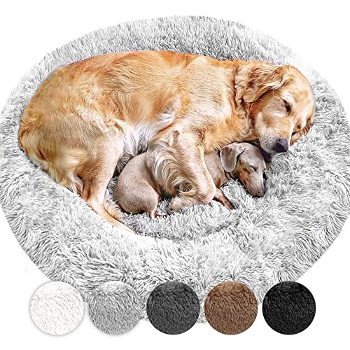 Wahre Tierliebe Hundebett Wolke 7 - Das Original - waschbar [M, 80cm, dunkelgrau] Hundekissen, Hundekorb, Flauschiges Hundebett für große, mittelgroße & kleine Hunde