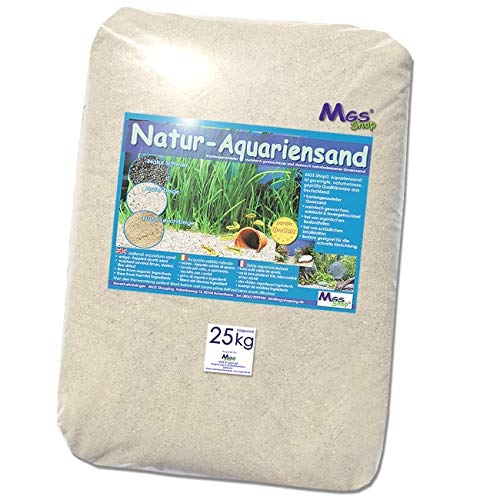 MGS SHOP Aquariensand & - Kies Bodengrund Aquarium Naturquarz Körnung & Farbe wählbar (25kg Natur Beige 1-2 mm)