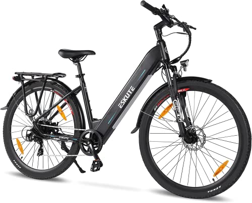 ESKUTE E-Bike Polluno, Elektrofahrrad 28 Zoll mit 36V 14.5Ah Samsung-Zellen Akku bis zu 100km Lange Range, Pedelec 250W Bafang Heckmotor E-Citybike Hollandrad