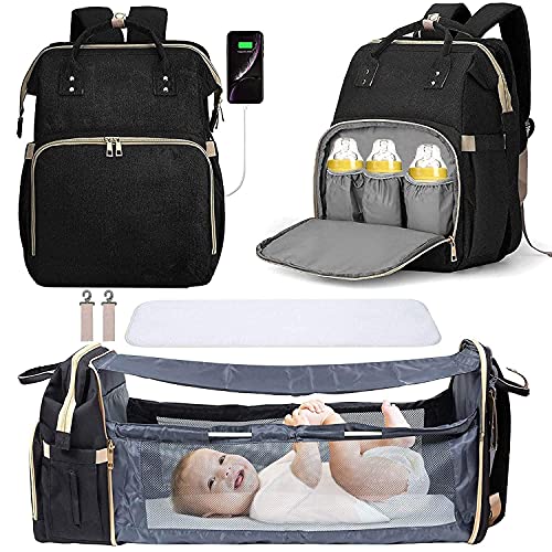 Saimly Baby-Wickeltasche Rucksack Multifunktions-Diaper-Beutel Nappy Wickeltasche Rucksack mit wechselnder Mat Waterproof Baby Cot Bed Durable and Large Capacity