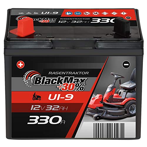 BlackMax U1 +30% Garden Power Rasentraktor-Batterie 12V 32Ah 330A Starterbatterie für Aufsitzmäher wartungsfrei