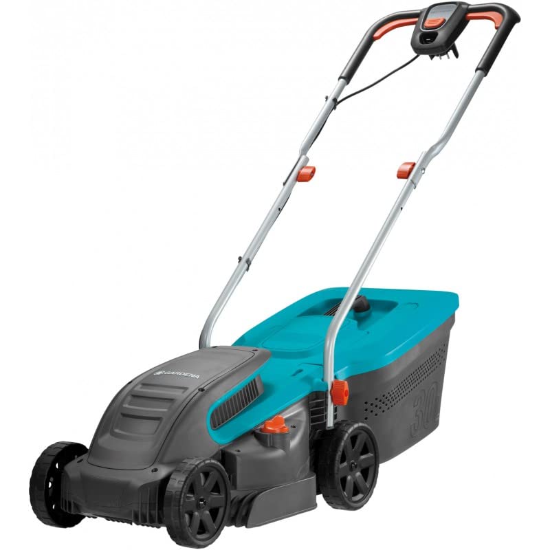 Gardena PowerMax 1200/32 Elektrorasenmäher: Rasenmäher bis 300 m², 32 cm Schnittbreite, 30 l Fassungsvolumen, Schnitthöhe 20-60 mm, klappbares Gestänge, ergonomischer Handgriff (5032-20)