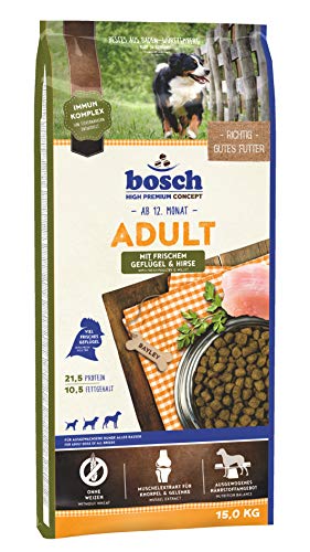 bosch HPC Adult mit frischem Geflügel & Hirse | Hundetrockenfutter für ausgewachsene Hunde aller Rassen | 1 x 15 kg