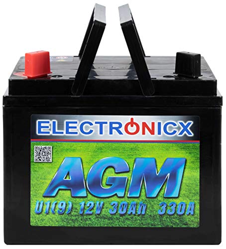 Electronicx AGM U1(9) 30AH 300A (EN) Batterie für Aufsitzrasenmäher, Gartengeräte, Starterbatterie, Wartungsfrei, Verschlossene AGM-Technologie