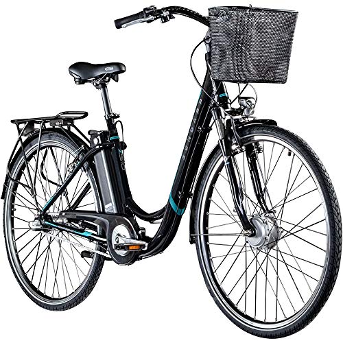ZÜNDAPP E Damenrad 700c E-Bike Pedelec Z510 Citybike Elektrofahrrad 28' Fahrrad (schwarz/türkis, 48 cm)