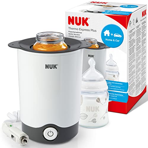 NUK Thermo Express Plus Flaschenwärmer, schnelles und schonendes Erwärmen in nur 90 Sekunden, für zuhause und unterwegs, inkl. Autoadapter-Kabel