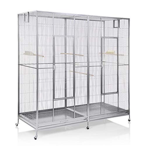 Montana Cages ® | Doppelvoliere, Vogelvoliere XXL Sydney Platinum für Wellensittiche, Finken, Kanarien, Nymphensittiche