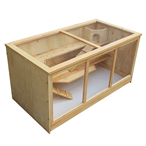 XXL Nagerkäfig Hamsterkäfig aus Holz Kleintierkäfig mit klappbarem Deckel Mäusekäfig Kleintierstall