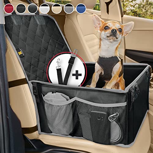 HELDENWERK Hunde Autositz für kleine & mittlere Hunde inkl. Sicherheitsgurt - Auto Hundesitz wasserfest & stabil für Rückbank und Vordersitz - Hundeautositz, Hund Beifahrersitz, Autositz für Hunde