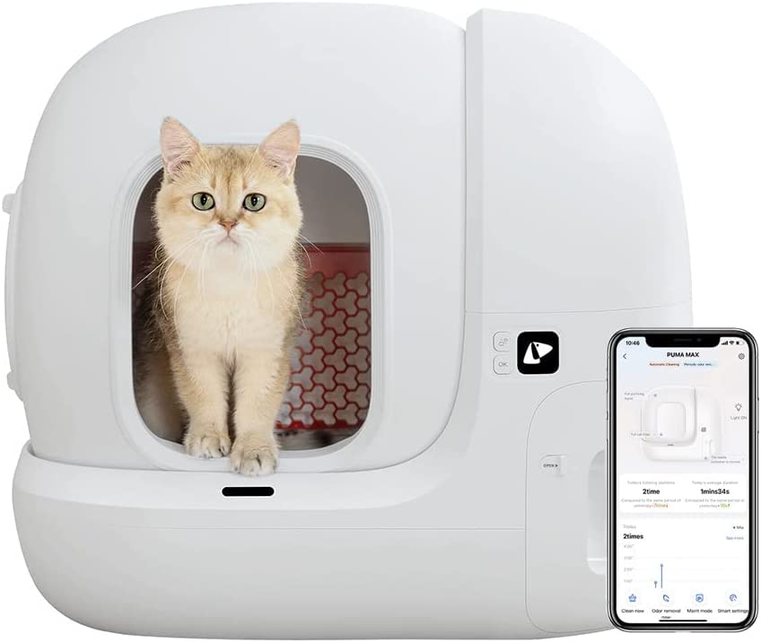 PETKIT Pura Max Selbstreinigende Katzentoilette, xSecure/geurverwijdering/APP Control automatische kattenbak voor meerdere katten (uitvoering zonder reinigingsvloeistof)