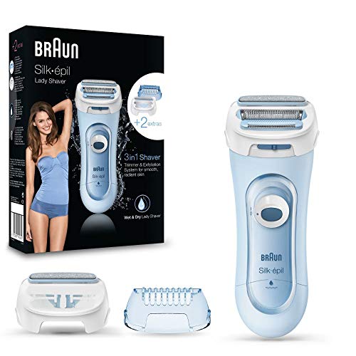 Braun Silk-épil 5 Damenrasierer, 3-in-1-Elektrorasierer, Trimmer- und Peeling-System, Wet & Dry, 5-160, blau