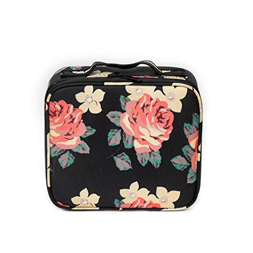 Kosmetiktasche Portable Reise Make Up Tasche,Professionelle Makeup Organizer Tasche Schmink Kosmetische Box Wasserdicht Artist Schminktasche Make-up Train Case mit Einstellbaren Teiler(Blumen-Stil)