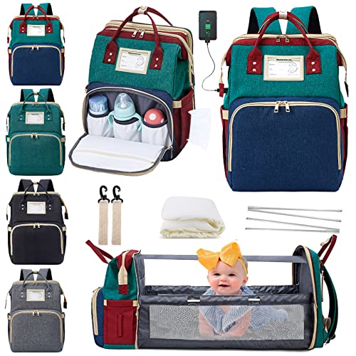 BOOAOO Wickeltaschen-Rucksack mit Wickelstation, multifunktionale Baby-Wickeltasche, tragbare Baby-Wickeltasche, RGB, Medium