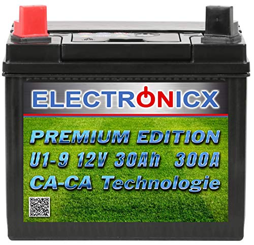 Electronicx U1 9 Starterbatterie 30Ah Rasentraktor Aufsitzmäher Rasenmäher Batterie Plus Pol Links Rasentraktor-Batterie wartungsfrei Batterie 30 Ah