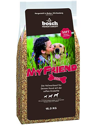 bosch My Friend Soft | Hundefutter für ausgewachsene Hunde aller Rassen | Vollwertkost mit softer Krokette | 15 kg