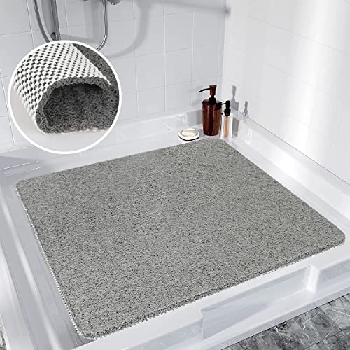 Duschmatte rutschfest, 60 x 60 cm Weich Komfort Sicherheits Badewannenmatte, Antibakterielle Badematte mit Ablauflöchern, Antirutschmatte Dusche für Badewanne und Nassbereiche