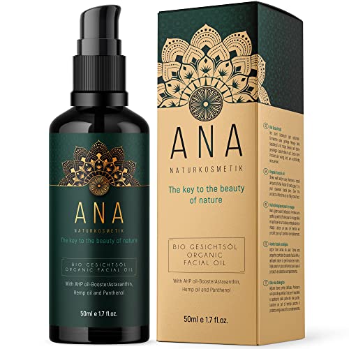 EINFÜHRUNGSPREIS - Bio Gesichtsöl Vegan + Kaltgepresst - 100% Rein & Natürlich - Anti Aging mit AHP-Öl-Boosterkomplex - 50ml Lichtschutz Glas - Feuchtigkeitspflege für Weiche Haut – ANA Naturkosmetik