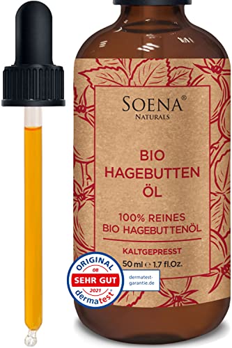 EINFÜHRUNGSANGEBOT - 100% BIO HAGEBUTTENÖL | Kaltgepresst & Rein | Natürliches Rosenöl - Rosehip Oil |Für Gesicht Haare Haut | Wildrosenöl zur Gesichtspflege | Vegan - Made in Germany