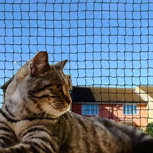 Tatamiyya Katzennetz Für Balkon, Katzennetz Drahtverstärkt 4x3m, Balkonnetz ist Robust Biss- Und Reißfest, UV- Und Witterungsbeständig, Zum Balkonen, ​Terrassen Und Fenstern(Schwarz)