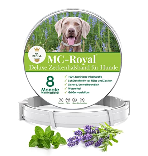 MC-Royal® Deluxe Zeckenhalsband für Hunde - 100% natürliche Inhaltsstoffe - bis zu 8 Monate zuverlässiger Zeckenschutz