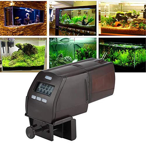 Mxtech Elektrischer Fischfutterautomat, Aquariumfutterautomat, programmierbarer LCD-Display-Urlaubsfutterautomat für die Fischfütterung von körnigem Fleischfutter