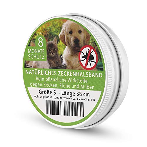MEDIDOG Natürliches Zeckenhalsband für Hunde (Größe S für kleine Hunde + Katzen)