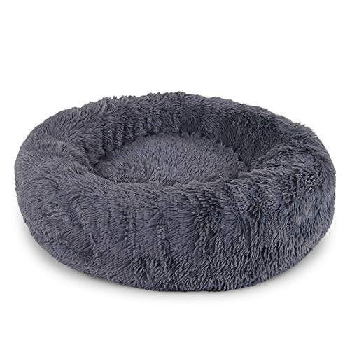 lionto Hundebett rund Hundekissen Hundesofa Katzenbett Donut, (S) 40 cm Ø dunkelgrau