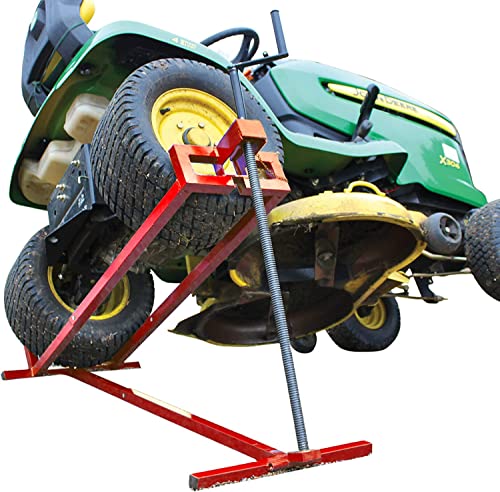 VOUNOT Rasenmäherheber, Rasenmäher Jack, Teleskop Garten Rasenmäher Lifter, Hebevorrichtung 400KG für Mäher-Traktor, Teleskopversion für 30% Speichereinsparung, Rot