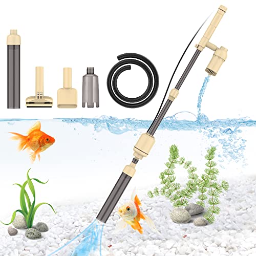 AKKEE Mulmsauger Aquarium Elektrisch Sauger Reinigungsset 6 in 1 Aquarium Wasserwechsel Reinigung Mulmsauger Bodenreiniger Set 18w Dreifachfilter Einstellbar Wasserdurchfluss Reiniger für Tank Kies