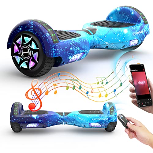 iHoverboards Hoverboards, 6,5 Zoll Vollgummireifen mit coolen LED, Hoverboards für Kinder mit Bluetooth Lautsprecher, 350W Dual-Motor, Anti-Rutsch-Pedal, zart rosa, Geschenkauswahl für Kinder