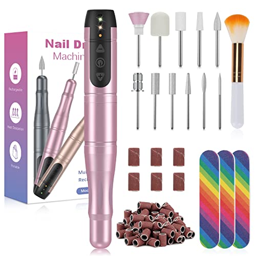 HAPAW Elektrische Nagelfräser Kabellos, 11 in 1 USB Aufladbar Profi Nagelfeile Maniküreset für Acryl-/ Gel-/ Naturnägel/Entfernen, Drehzahl Einstellbar Pediküre Maniküre Nagelknipser Set Nail Drill