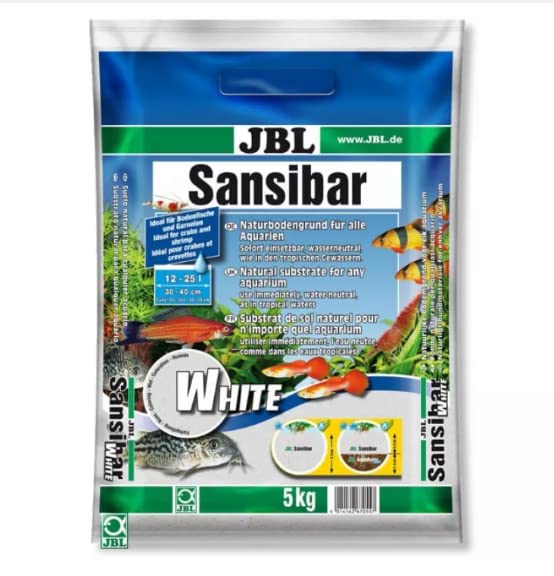 JBL Sansibar White 67055, Bodengrund Weiß für Süßwasser-Aquarien, 5 kg