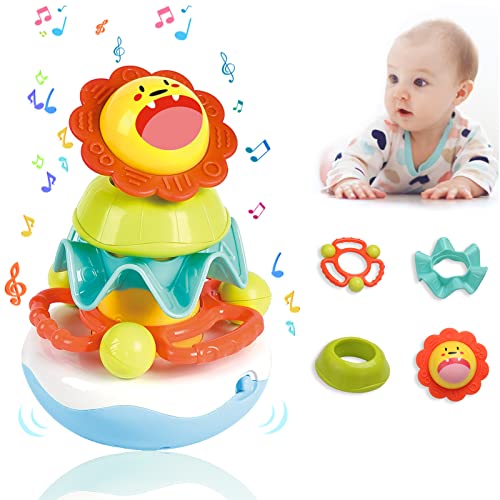 Yerloa Baby Musikspielzeug, Stehaufmännchen Baby Spielzeug ab 1 Jahr, Stapelringe Baby Spielzeug 6 Monate, Motorikspielzeug ab 1 Jahr, Kinder Spielzeug Jungen 1-3 Jahr, Geschenk Mädchen 1 Jahr