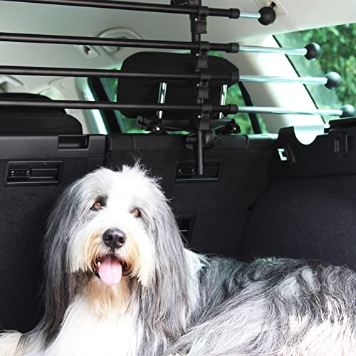 JOM Car Parts & Car Hifi GmbH 127503 Gepäckraumgitter Kofferraum Universal Teleskopstangen Trenngitter für Hunde Auto, SUV Schutzgitter Hundegitter für den sicheren Transport