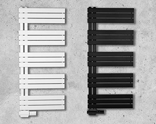 Design Badheizkörper Paneel mit Anschluss links oder rechts | Heizkörper mit versetztem Mittelanschluss (60 x 1640 cm, weiß (RAL 9016))