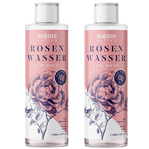 Rosenwasser Monte Nativo 2x200ml (400ml) | zur Gesichtsreinigung und Gesichtspflege | Gesichtswasser | Gesichtstoner | Rose Water | Anti Pickel | Hautpflege | Face cleanser | Geschenk für Frauen