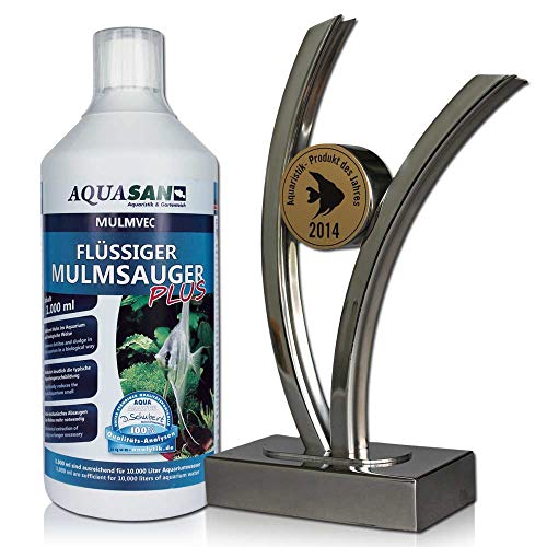 AQUASAN Aquarium Mulmvec Flüssiger Mulmsauger (Keine Mulmglocke + mechanisches Absaugen von Mulm, Schlamm im Aquarium mehr nötig, reduziert Aquariumgeruch), Inhalt:1 Liter