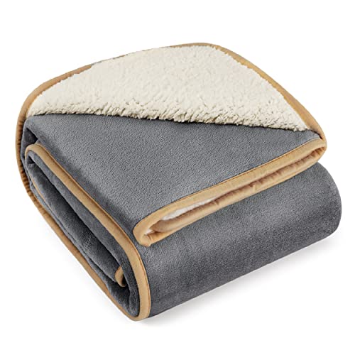 Lesure wasserdichte Hundedecke Grosse Hunde - 100x80cm Outdoor Hundedecke waschbar, Hundedecke Sofaschutz aus Sherpa Fleece, Katzendecke flauschig und weich, grau