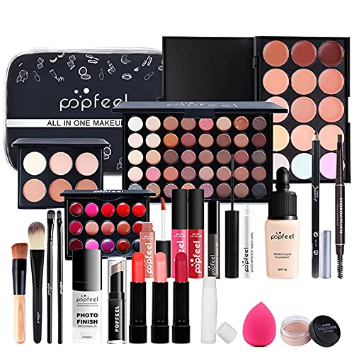 Professionelles Make-up Sets, MKNZOME 24St Schminke Set Damen mit Schminktasche Schminkset Makeup Paletten Kosmetik Lidschatten Lipgloss Geburtstags Weihnachten Geschenkset