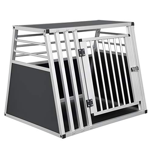 EUGAD Hundetransportbox Alu Hundebox Reisebox Autobox für große Hunde Husky Samojede Weimaraner Border Collie Chow-Chow Shetland Sheepdog 80 x 65 x 65 cm XL 0007LL