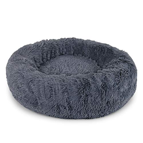 lionto Hundebett rund Hundekissen Hundesofa Katzenbett Donut, (XXL) 80 cm Ø dunkelgrau